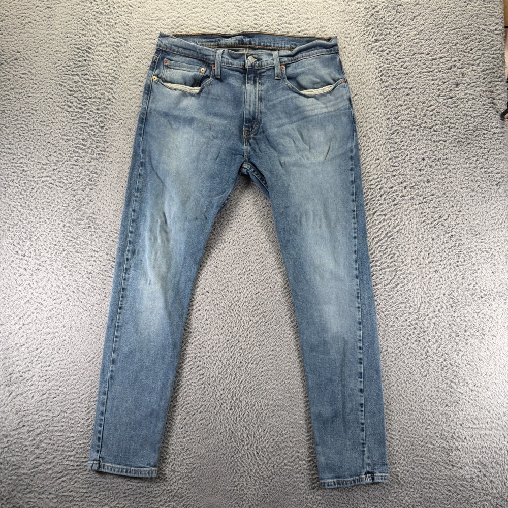 Levi's 512 Jeans Mens 34x30 Blue Cotton Denim Skinny Leg Workwear Faded Stretch